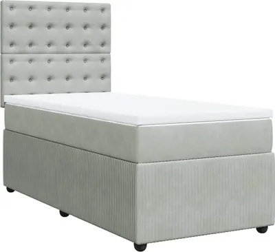 Produktbild von vidaXL Boxspringbett mit Matratze Hellgrau 90x200 cm Samt