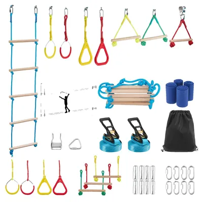 Imagen del producto de Kit de slackline Ninja, incluye 8 obstáculos, montaje sencillo