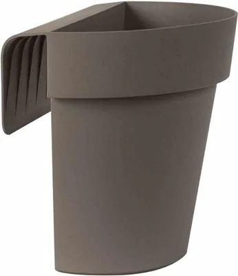 Image de euro3plast 298-8G9 Pot suspendu pour balcon UP,taupe Ø25cm,avec réservoir d'eau, taupe