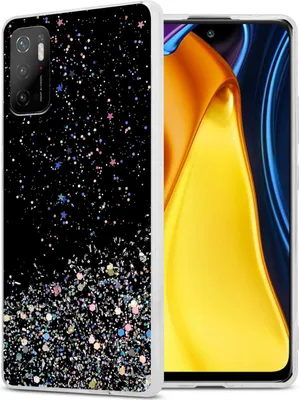 Produktbild von Cadorabo Hülle für Xiaomi RedMi NOTE 10 5G / POCO M3 PRO 5G in Schwarz mit Glitter Schutzhülle aus flexiblem TPU Silikon mit funkelnden Glitter Case Cover Etui Handy Hülle