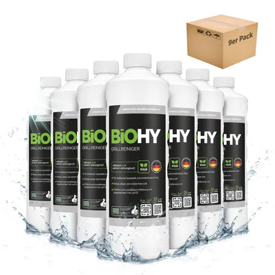 Zdjęcie produktu dla BiOHY, środek do czyszczenia grilli + dozownik, środek do czyszczenia piekarników, rozpuszczacz tłuszczu, środek do czyszczenia rusztek grillowych, 9 x 1 litr