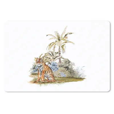 Produktbild von MuchoWow® Schreibtischunterlage Tiger - Baum - Weiß 60x40 cm - XXL Mauspad - Großes Mauspad