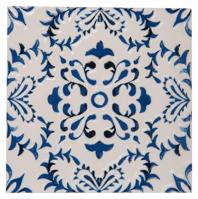 Produktbild von Clayre & Eef Pfannenuntersetzer 15x15 cm Weiß Blau Keramik