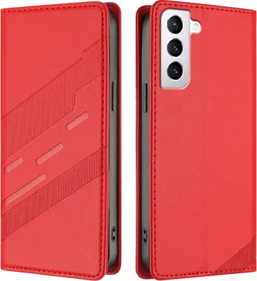 Obrázek produktu pro Pouzdro pro Samsung Galaxy S21 5G,Polyuretankožené peněženkové pouzdro s přihrádkou na karty a funkcí stojánku Rot