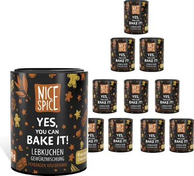 Produktbild von NICE SPICE Lebkuchengewürz "Yes, You can Bake it!", 10 Dosen (10 x 40g), Gewürzmischung für köstliche Lebkuchen, Backen, Geschenk für Backliebhaber, Gewürzvorrat