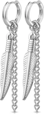 Produktbild von Damen Creole Kreole Klappcreole Edelstahl Feder Anhänger Ohr-Piercing Autiga® silber
