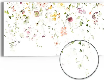 Produktbild von DEQORI Hybrid Leinwand Bild 60x30 cm 'Zarte Blütenpracht' Wandbild Glas flach modern