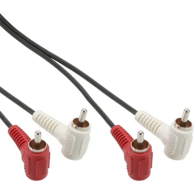 Produktbild von InLine Cinch Kabel, 2x Cinch, Stecker / Stecker gewinkelt, 1,2m, Stecker, Stecker, 1,2 m, Schwarz