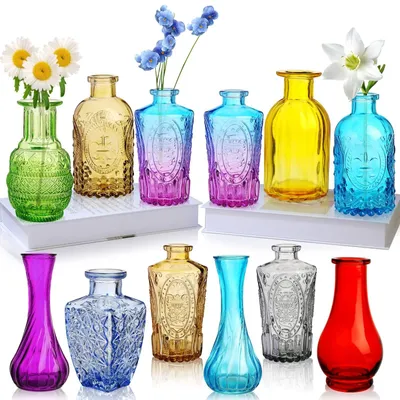 Image de Ensemble de 12 petites vases vintage en forme de pots, idéal pour la décoration