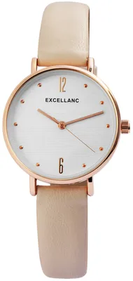 Produktbild von Excellanc Damenuhr Kunstleder Dornschließe Eleganz Quarz Analog beige/silberfarbig
