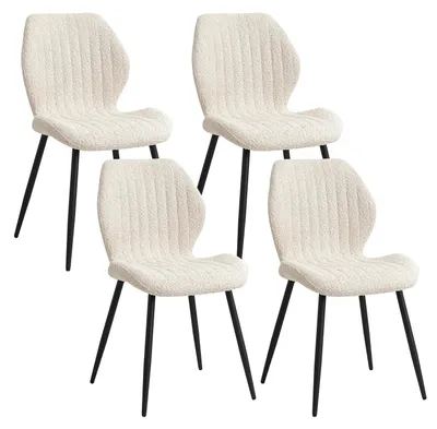 Image de Chaise de salle à manger - Chaise - Ensemble de chaises de salle à manger - Chaise en lin - Chaise de cuisine - Beige - Revêtue en lin