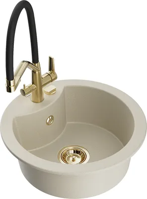 Produktbild von Mexen Diego 1-Becken-Granitspüle mit Mischbatterie Duo, Beige - 6512-69-671701-57-G