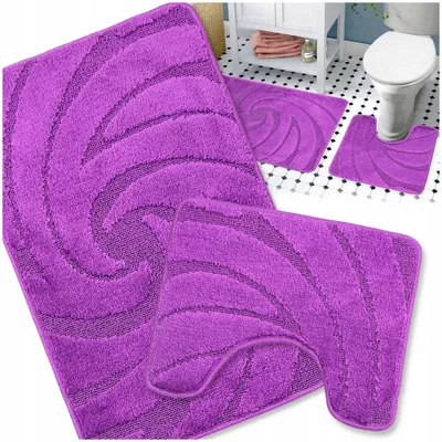 Produktbild von Badteppich Set 2-tlg. Violett - Badezimmer Teppich Rutschfest & Weich - Badteppich, Badvorleger - Badematten Set Lila 50x80 cm