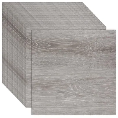 Image de Carrelages adhésifs - 40 pièces - 30 x 30 cm - Revêtement de sol en vinyle - Aspect bois - Motifs bois gris - Autocollants pour sol, adaptés pour cuisine, salon ou salle de bain