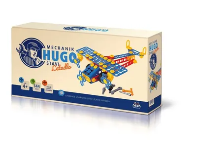 Produktbild von Stavebnice HUGO Letadlo s nářadím 144ks plast v krabici 31x16x7cm