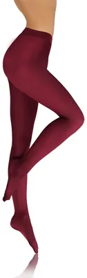 Imagen del producto de Medias para mujer, opacas, de microfibra, 70 den, color burdeos, talla XL