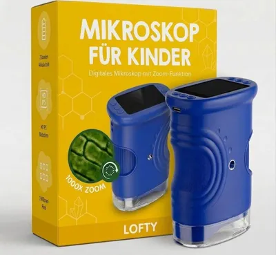 Produktbild von Mikroskop für Kinder, Digital Mikroskop, Handmikroskop, 1000-fach Zoom Kindermikroskop, 1000x Zoom, 2,0 inkl. Schlüsselanhänger, Kindergeschenk