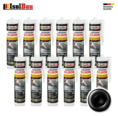 Isolbau Aquarium Silikon 12 x 300 ml Schwarz Glassilikon dauerelastisch wasserdicht