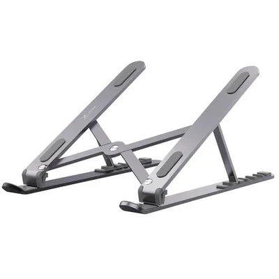 Zdjęcie produktu dla Podstawa pod laptop XLayer z aluminium, składana, regulowana pod względem wysokości, etui transportowe, space grey