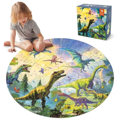 Zdjęcie produktu dla Edukacyjna układanka z dinozaurami dla dzieci, zawierająca 70 elementów