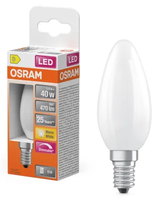 Imagen del producto de OSRAM LEDKERZE E14, 3,4W, 470 lúmenes, acabado mate, blanco cálido regulable – Pack de 6 unidades