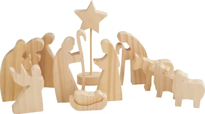 Produktbild von Holz Krippenfiguren Bethlehem 2.5 bis 13.5 cm Stärke 1.4 cm