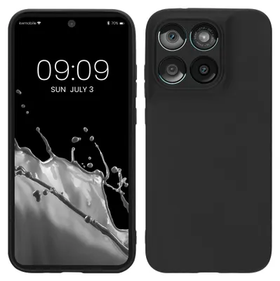 Produktbild von kwmobile Handyhülle für Motorola Moto G67 / G77 / G87 Hülle - weiches Handy Silikon Case - Schutzhülle Cover - Schwarz matt