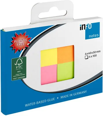 Produktbild von inFO notes Haftnotizen 50 x 40 mm Brilliantmix