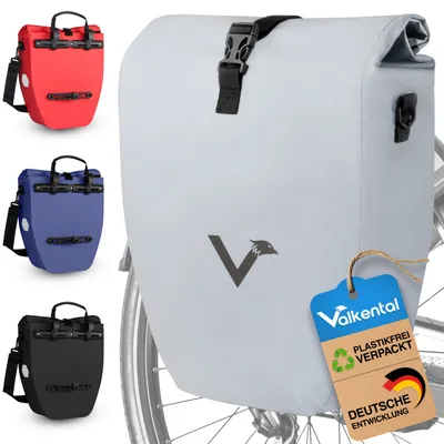 Produktbild von Valkental® Fahrradtasche für Gepäckträger, wasserdichte Gepäckträgertasche - ValkBasic 20L vollreflektierend