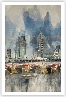 Produktbild von Poster - Poster ohne Rahmen - London Aquarell Panorama - 61x91,5 cm - Wand Bild - Wanddeko - Wandbilder - Kunstposter - Wandposter - Bilder - Kunstdruck - Wanddekoration - Wandbild - P2XPA61x91-4594