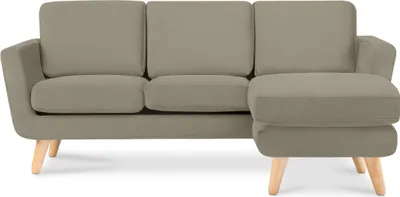 Produktbild von Konsimo Ecksofa rechts mit Armlehnen und Gestell aus Massivholz "TAGIO", Beige, Stoff, Scandinavian, 190x78x151cm