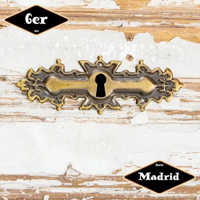Produktbild von Schlüsselplatte,Serie "Madrid",6er Pack | Eisen in Messing pat.| H3,8xB11,3cm