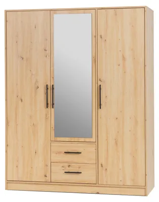 Produktbild von Masseno Drehtürenschrank VANO 150/190/56cm 3-türig mit Spiegel Eiche Artisan