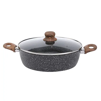 Produktbild von SSW Crispy Natura Wood Schmorpfanne Aluminium Glasdeckel extra hoch Ø 28