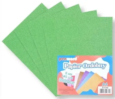 Produktbild von Dekoratives A4-Papier, glitzernd, grün, 140 g, 5 Blatt - Großhandel