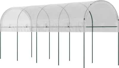 Zdjęcie produktu dla Szklarnia Outsunny z folią PE Mesh, odporna na zimę szklarnia z folii stalowej, szklarnia na balkon, ogród, 400x120x170 cm, szklarnia na pomidory, warzywa, kwiaty, rośliny, biała