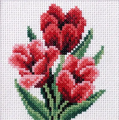 Immagine prodotto di Set per ricamo a punto croce «Tulipani nell'annaffiatoio»