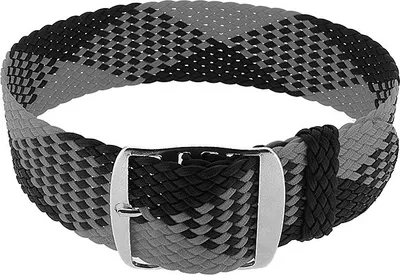 Produktbild von Minott Ersatzband mit Dornschließe schwarz/grau geflochten 32474, Stegbreite:22mm, Schließe:Silbern