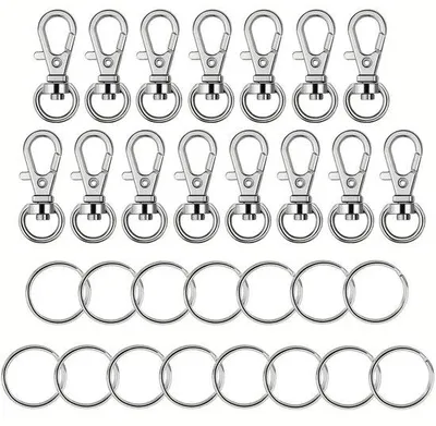 Obrázok produktu pre Sponky na výrobu šperkov, 30 kusov, s karabínkou, prívesky na kľúče na výrobu šperkov, DIY (strieborné)