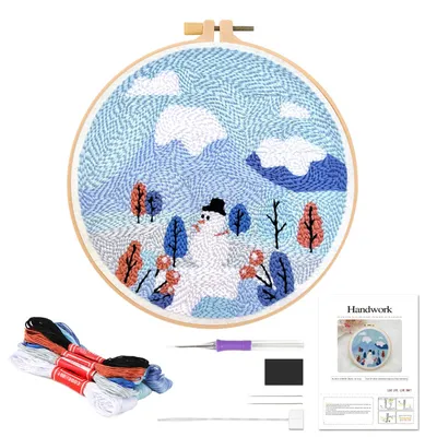 Punch Needle Set Schneemann, DIY Stickerei für Erwachsene