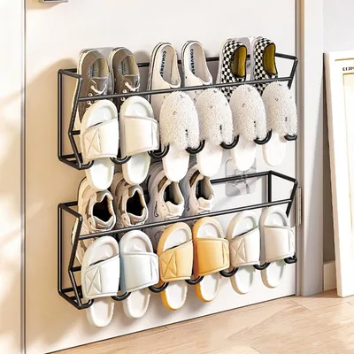 Produktbild von STUNQ® Türgarderobe mit Schuhaufbewahrung – Einfache Tür-Schuhablage für Flur, Bad & Schlafzimmer, ohne Bohren, Mehrzweck-Organizer