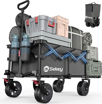 Produktbild von Grosshandwagen XXL mit klappbarem Heck 135L & 200L, ausklappbarer Handwagen, ausklappbarer Angelrollwagen, ausklappbar, Grau