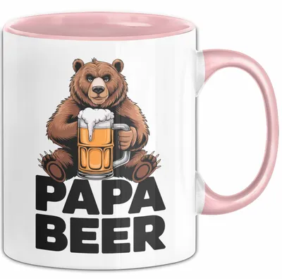 Produktbild von Papa Bier Tasse Geschenk Lustige Geschenkidee Spruch (Rosa)