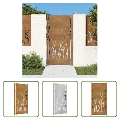 Produktbild von The Living Store Gartentor 105x180 cm Cortenstahl Gras-Design