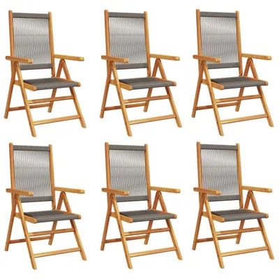 Image de vidaXL Chaise de jardin Réglable 6 pcs. Gris Bois massif Acacia
