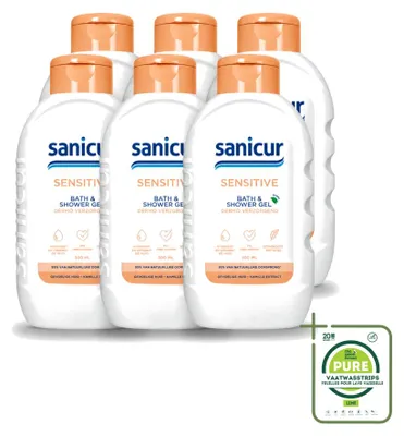 Obrázek produktu pro 6 kusů sprchového gelu Sanicur Sensitive pro koupel a sprchu - 300 ml - velkopackové balení