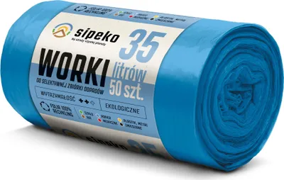 Zdjęcie produktu dla LDPE Worki na śmieci SIPEKO 35L 50szt. NIEBIESKIE