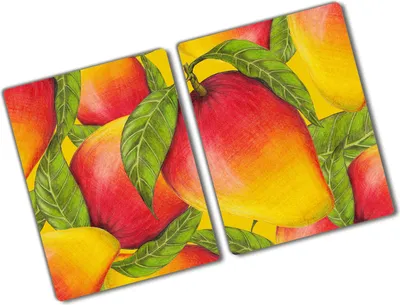 Produktbild von Tulup Glas Herdabdeckplatte - 2x40x52 cm - Glaskeramikkochfeld-Abdeckung Spritzschutz Glasabdeckplatte Kochplattenabdeckung und Schneidebrett - Zweiteilig - Essen & Getränke - Mango - Mehrfarbig