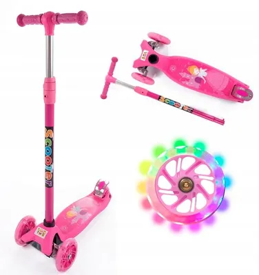 Zdjęcie produktu dla Hulajnoga Trójkołowa Dla Dzieci Tobbi-Toys Balansowa Koła Led Różowa Princess