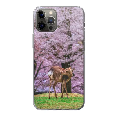 Produktbild von MuchoWow® Handyhülle Schutzhülle Hülle für iPhone 13 Pro Hirsch - Rosa - Blüte Silikon Softcase Handy Hülle - Handy-Tasche